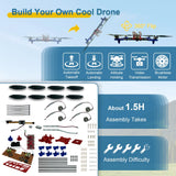 Quadrotor Drone DIY Kit: A Unique STEM Project with Brushless Motor, Optical Flow Hovering, One-Click Takeoff and Landing, and 360° Flip for DIY Enthusiasts to Learn Drone Basics EIELEDIY