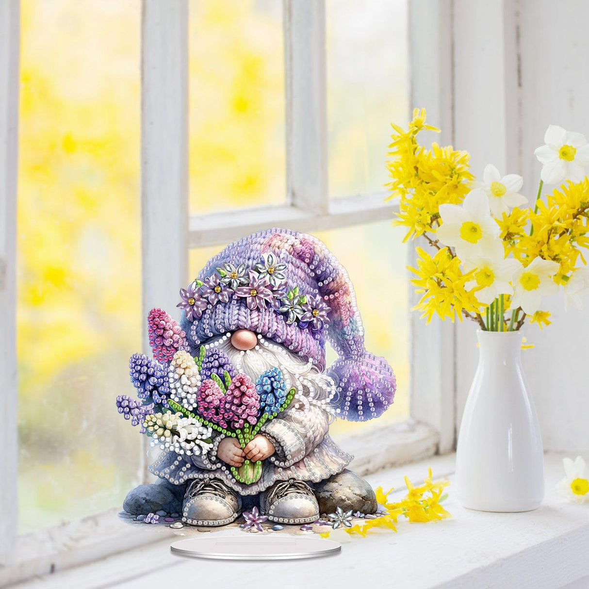 ARTopet DIY Diamond Desktop Ornament Special Shaped Crystal Lavender Gnome Acrylic Diamond Art Painting Tabletop Ornaments Single Sided Diamond Home Decor ARTopet