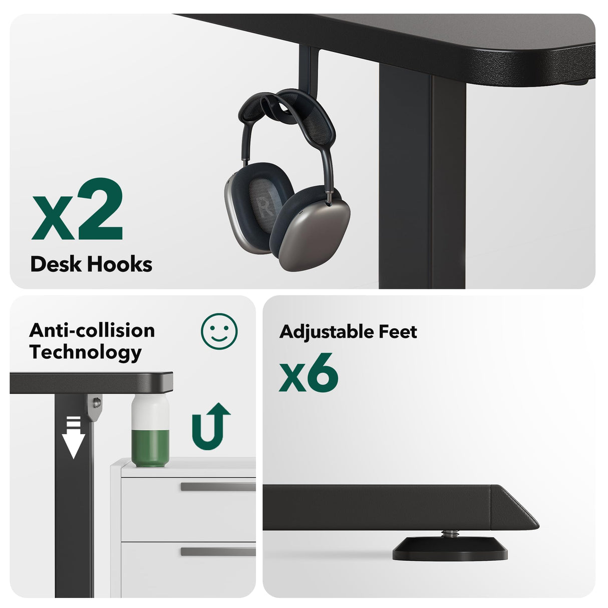 BANTI 63" L Shaped Standing Desk, Adjustable Corner Standing Desk L Shape, L-Shaped Adjustable Desk with Splice Board, L Shape Standing Desk, Black BANTI