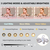 METOTI Vanity Desk with 38" Large Mirror and 9 LED Lights & Glass Top and Power Outlet, Adults Makeup Vanity with Chair and 7 Storage Drawers, Dressing Table Set for Bedroom, Modern Pink METOTI