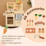 Leeshyah Play Kitchen for Kids, Classic Wooden Kitchen Playset with Food Accessories Set Ideal for Creative Pretend Play, Suitable for Toddlers, Girls & Boys Ages 3+ Leeshyah