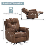 RIHEREFY Power Recliner Chair, Wall Hugger Recliner with Massage and Heat, PU Leather Recliner Chair with 2 Side Pockets & USB Ports for Living Room RIHEREFY