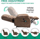 VIVIJASON Large Dual OKIN Motor Power Lift Recliner Chair for Elderly Big Man, 180° Lay Flat Electric Recliner with Heat & Massage, Infinite Position, 2 Remote Controls, Side Pockets & USB Port, Brown VIVIJASON