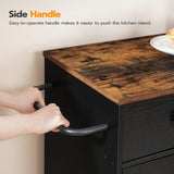 HOOBRO Kitchen Island, Storage Cabinet with Drawer, Kitchen Cart with Spice and Towel Rack, Saving Space, Easy Assembly, for Living Room, Rustic Brown and Black FB12ZD01 HOOBRO