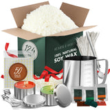 Hearth & Harbor Soy Candle Wax for Candle Making - Natural Soy Wax for Candle Making Kit 12.4 oz Bag, Premium Soy Wax Flakes, 2 Candle Tins, 50 Cotton Candle Wicks and Stickers, 2 Centering Devices Hearth & Harbor