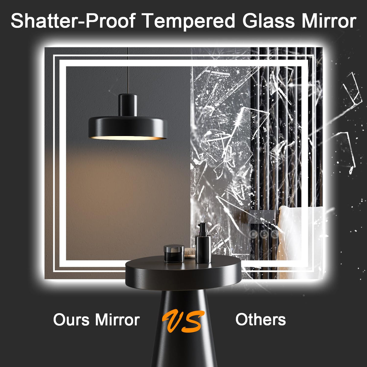 Snowdool LED Bathroom Mirror, 72"x40" with Front and Backlit, Anti-Fog, Large Bathroom Vanity Mirror for Wall, Memory Function, Stepless Dimmable, Tempered Glass (Horizontal/Vertical) Snowdool