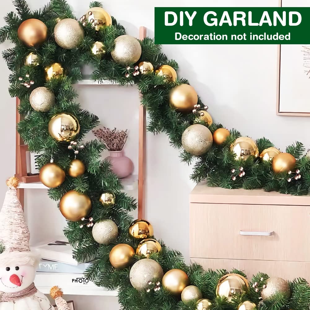 ikanboo 9 Feet Christmas Garland 260 Branches Xmas Artificial Decorations for Doors Stairs Fireplace