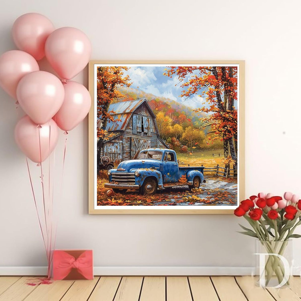 KTHOFCY 5D DIY Diamond Painting Kits for Adults, Wooden Truck Full Drill Embroidery Cross Stitch Crystal Rhinestone Paintings Pictures Arts Wall Decor Painting Dots Kits 11.8X11.8 inch KTHOFCY
