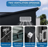 BinpLax 8'x4' Shed Galvanized Steel Storage Sheds with Triple Doors Weatherproof Outdoor Utility Sheds, Dual Lock Lean to Shed with Sloped Roof for Mower, Bike, Generator, Garden Tools (Black) BinpLax