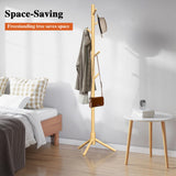 Z&L HOUSE Coat Rack Freestanding, Pure Natural Solid Wooden Coat Tree, 8 Hooks And Adjustable Height Floor Hanger, Used In The Bedroom Living Room Office To Hang Clothes, Hats, Bags Z&L HOUSE