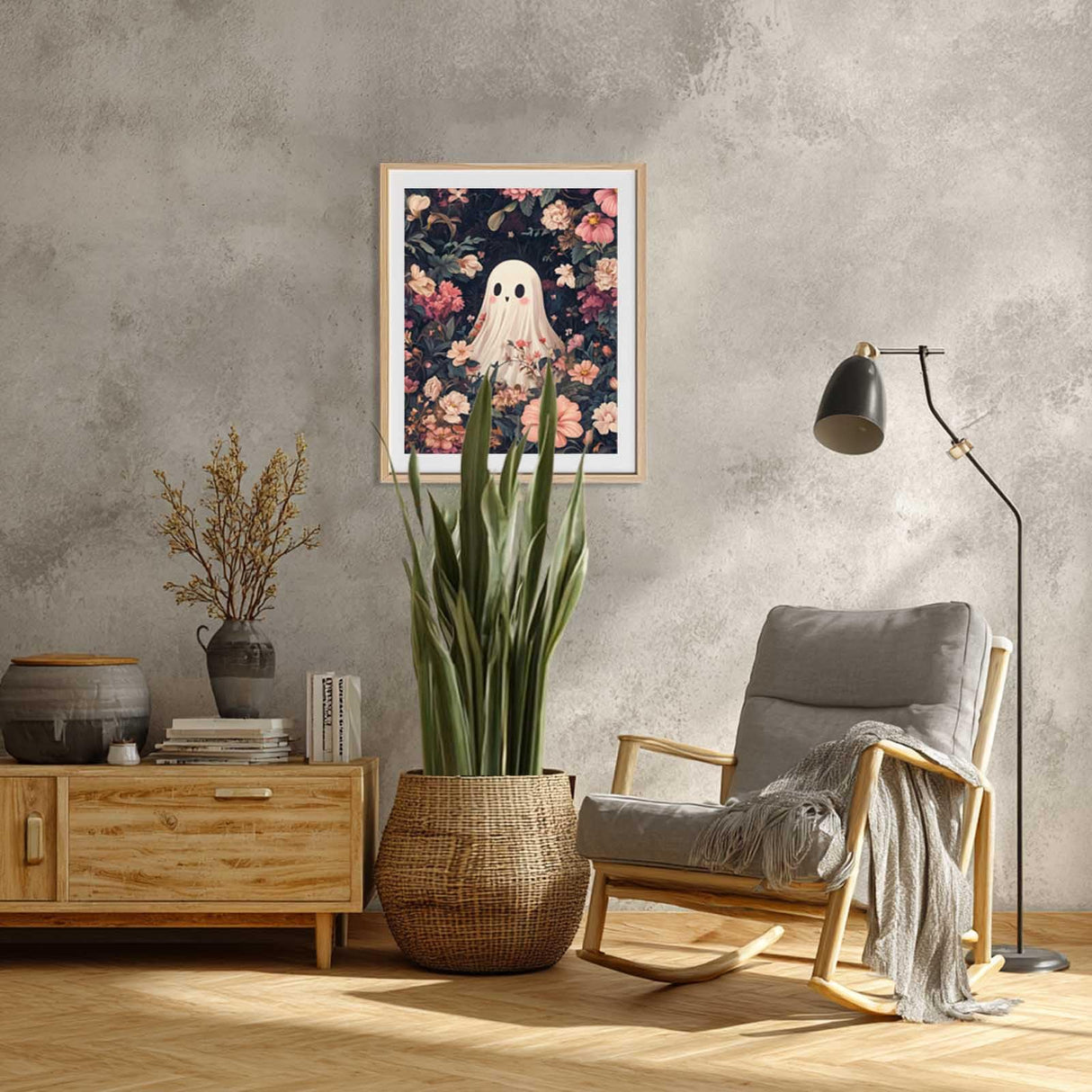 Ghost Paint by Number, Halloween Paint by Numbers Kit for Adults, Horror Acrylic Painting, Ghosts Surrounded by Flowers Pink Poster, Home Bedroom Office Wall Decor(16x20inch, No Frame) Artbrush Tower