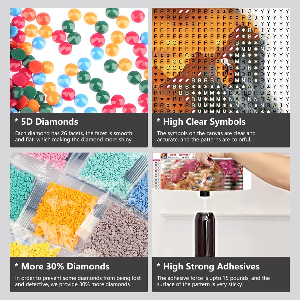 AMORARS Cat Diamond Painting Kit for Adults, 5D Forest Cat Diamond Art for Beginners - DIY Full Diamond Dot Gem Art Painting, Suitable Gifts and Home Wall Decoration Crafts, 12x12Inch AMORARS