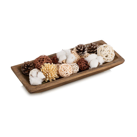 Hanobe Decorative Wooden Dough Bowl: Wood Table Centerpiece Decorations Rustic Natural Candle Holder Tray Trough for Dining Room Kitchen Decor, Brown Hanobe