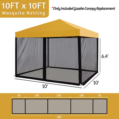 WenHaus 10'x10' Mosquito Netting for Patio with Zipper, Outdoor Replacement Mesh Sidewall Netting for Porch/Patio/Canopy/Gazebo (Mosquito Netting Only, Black)