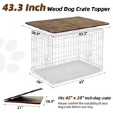 Hoyula Dog Crate Topper Wood 42 Inch Dog Crate Topper Crate Table Topper Collapsible Dog Kennel Topper for Decorative Dog Crate, Suitable for 42 Inch Wire Dog Crate (Furniture Style, Brown) Hoyula