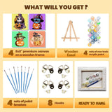 4 Pack Halloween Cartoon Paint by Numbers for Kids with Framed Canvas-with Wooden Easel, Pumpkin Paint by Number for Kids Ages 4-8-12, DIY Easy Acrylic Oil Painting Kits for Home Wall Decor (8X8inch) KOJEFCV