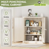 SUNCROWN Metal Storage Cabinets, 42”Locking Cabinet with Doors and Adjustable Shelves, Steel Utility Tool Garage Cabinets for Home, Office, Kitchen, Warehouse,Warm Grey SUNCROWN