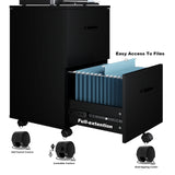 2 Drawer Mobile File Cabinet, Wood Rolling Filing Cabinet Printer Stand Under Desk Storage Organizer Fits Letter Size File Folders for Home Office (Black) Panana