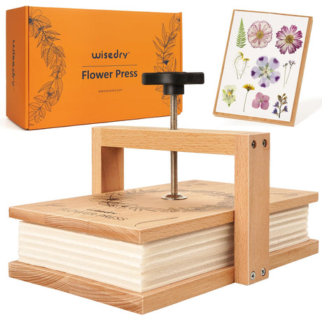 wisedry Flower Press Kit, Easy One-Step Pressing, Even Pressure, 6 Layers, 10 x 6 inch Flower Press Kit for Kids and Adults, Great Gifts for Anyone Who Loves Flowers and Crafts, Gift Box & User Guide wisedry