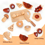 WHOHOLL Wooden Play Food, Toddler Cutting Play Food Sets for Kids Kitchen, Velcro Fake Food Fruit Toys for Pretend Play Kitchen, Montessori Toy Kitchen Accessories for Girls Boys Gifts WHOHOLL