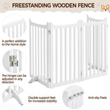 Yaheetech 36" H Extra Tall Freestanding Pet Gate 4-Panel Wooden Dog Fence with 2 Support Feet Folding Dog Gate for Indoor, Stairs, Doorways, Halls, Kitchen Wooden Pet Barrier White, 79.5" L x 36" H Yaheetech