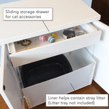 The Refined Feline Cat Litter Box Enclosure Cabinet, Modern, White, Tapered Feet, XLarge, Hidden Litter Cat Furniture with Drawer THE REFINED FELINE