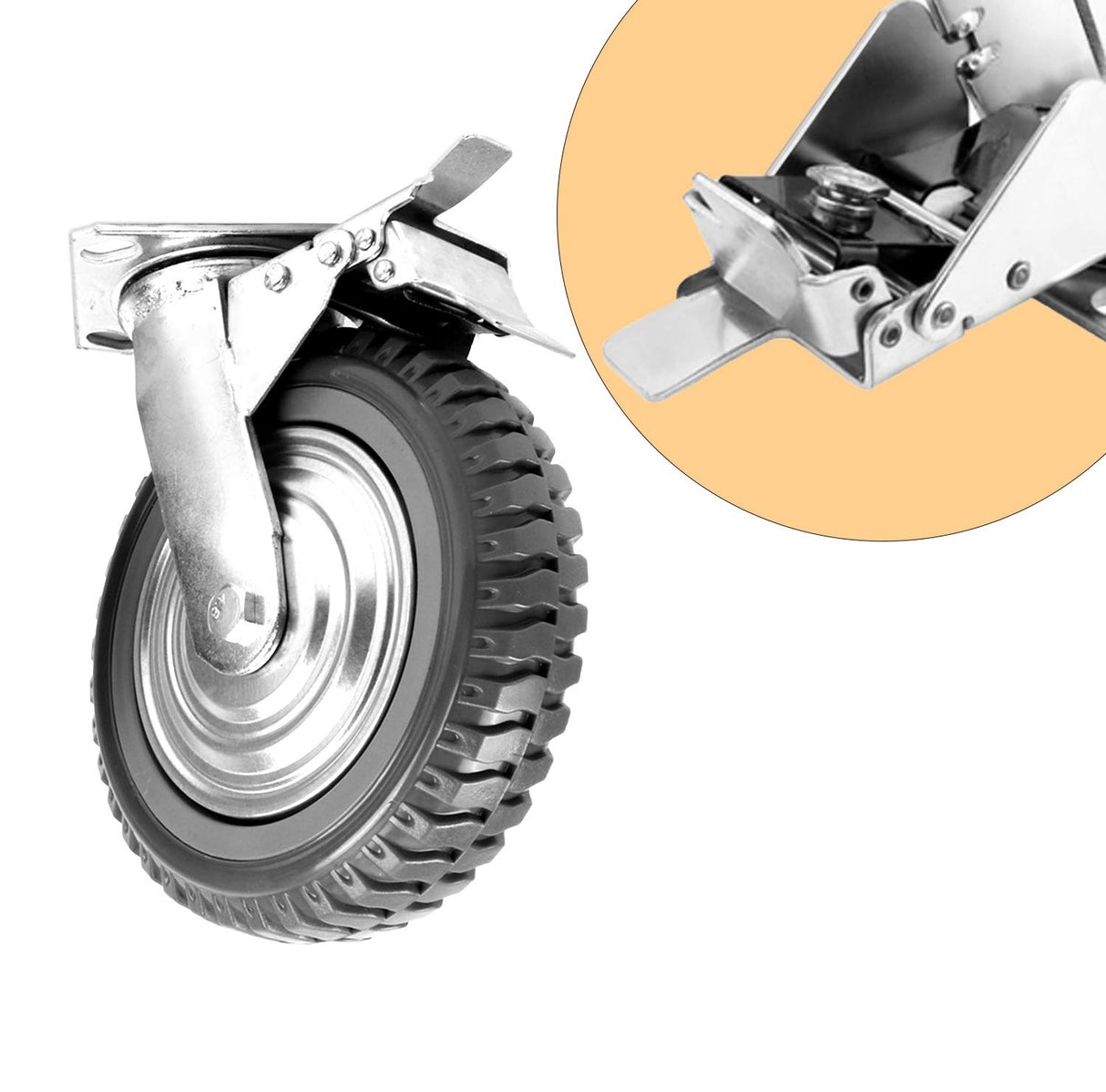 tonchean 6 Inch Rubber Caster Wheels Heavy Duty Anti-Skid Swivel Casters 1653Lbs Silent Universal 360 Degree Rotation Ball Bearing Set of 4 (All Swivel,2 with Brake Lock, 2 Without) tonchean