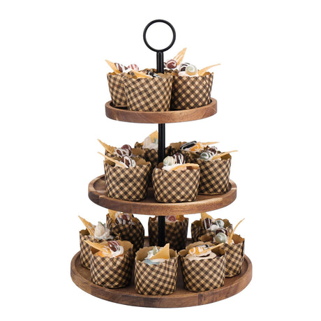 3 Tier Cupcake Stand, Wood Tiered Serving Tray Cupcake Tower, Serving Stand Display Dessert Cookie Candy Buffet Holder for Home Tea Party, Wedding, Farmhouse Decor, Tea Party Decor, Kitchen Decor QIELSER