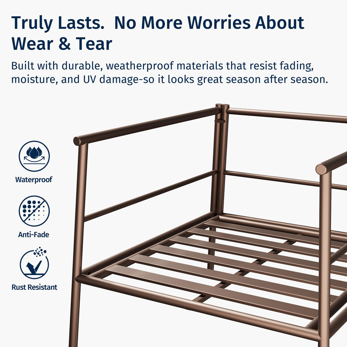 EAST OAK 3-Piece Patio Furniture Set | Armchairs & Coffee Table | Outdoor Furniture with Cushions | Deep Seating Modern Conversation Set | Garden, Porch, Balcony & Backyard | Chestnut & Apricot EAST OAK