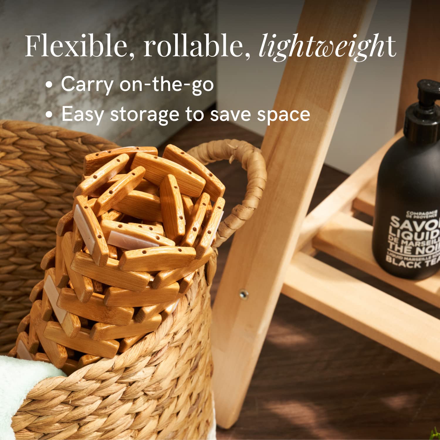 GOBAM Rollable Bamboo Bathroom Floor Mat - Thumbnail 5