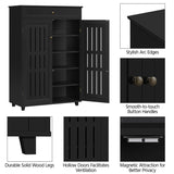 Yaheetech Shoe Cabinet, 5-Tier Shoe Rack Organizer with 1 Drawer, Freestanding Wooden Shoe Storage Cabinet with 2 Louvered Door & Adjustable Shelves for Entryway Hallway, Black Yaheetech
