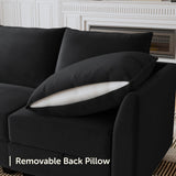 HONBAY Modular Sectional Sofa Velvet L Shaped Couch with Storage Ottoman Convertible Sectional Couch 4-Seat Sofa with Reversible Chaise, Black HONBAY