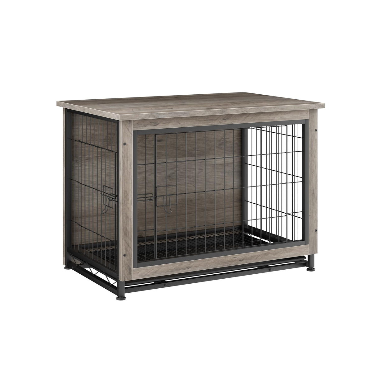 JY QAQA Dog Crate Furniture, Wooden Dog Crate Table, Double-Doors Dog Furniture, Indoor Dog Kennel, Dog House, Dog Cage/Grey/M JY QAQA PET