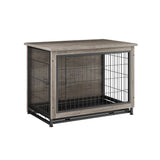 JY QAQA Dog Crate Furniture, Wooden Dog Crate Table, Double-Doors Dog Furniture, Indoor Dog Kennel, Dog House, Dog Cage/Grey/M JY QAQA PET