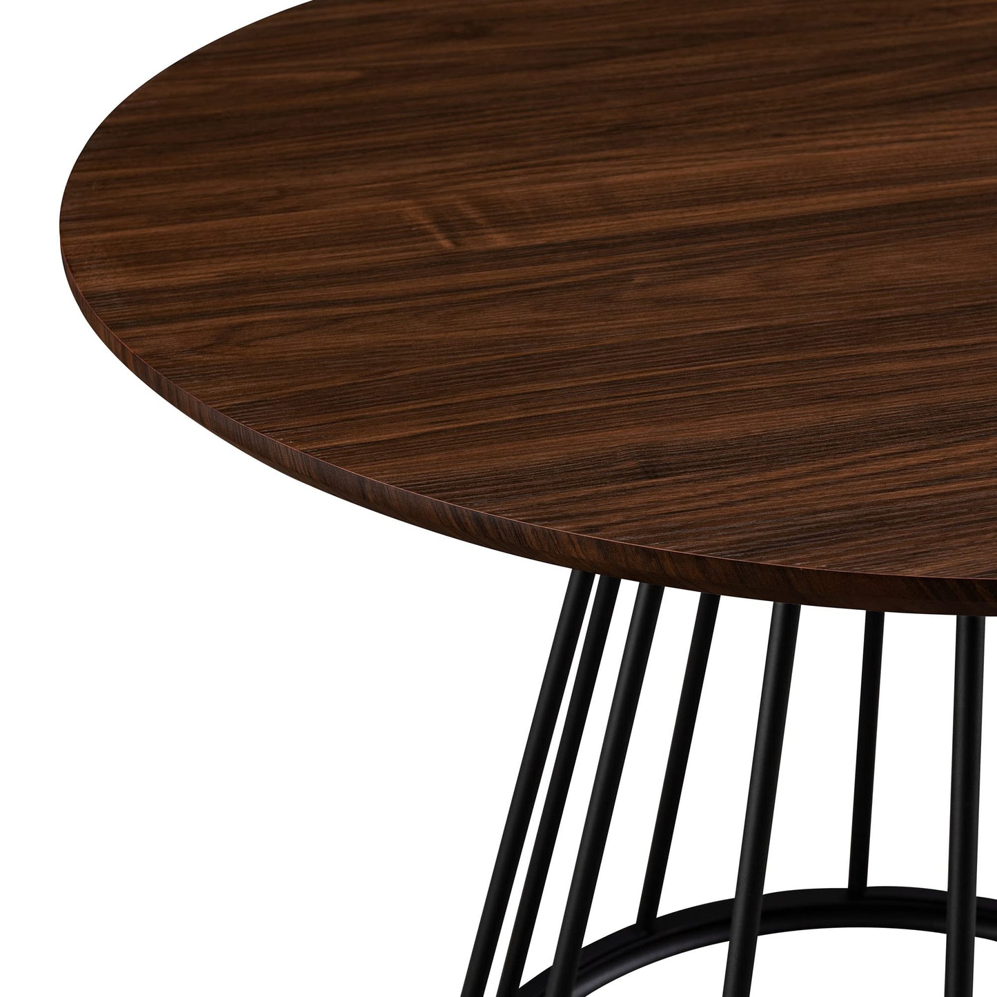 Walker Edison Vivv Modern Round Dining Table with Metal Base, 40 Inch, Dark Walnut/Black - WoodArtSupply