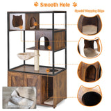 Cat Litter Box Enclosure,Hidden Litter Box Furniture with Metal Frame,Wooden Kitty House with Barn Door,Wooden Cat Washroom Furniture,Fit Most of Litter Box (Wood, M) Suumerpety