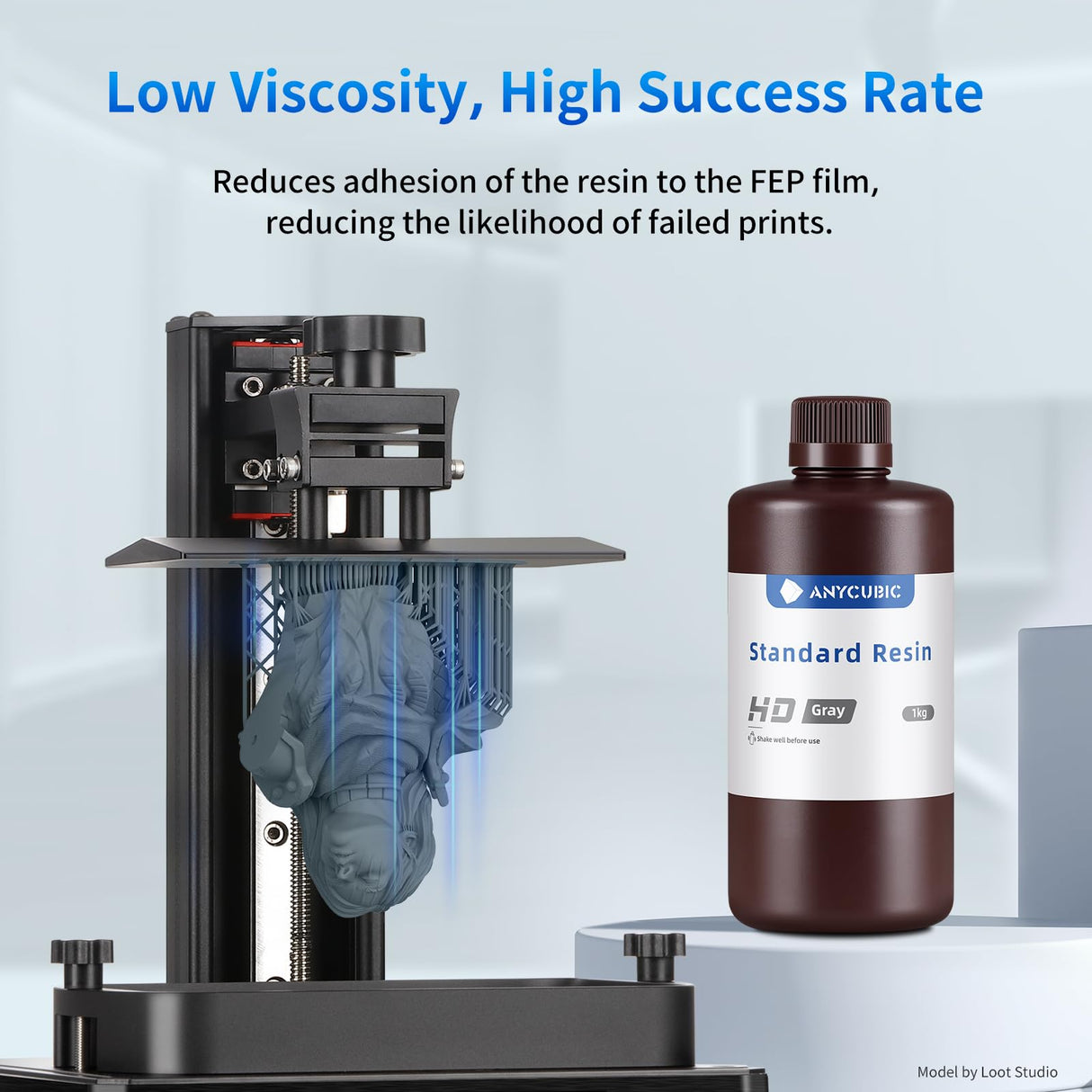 ANYCUBIC Wash and Cure 3 Station and Upgraded 8K 3D Printer Resin (HD Grey, 1KG) ANYCUBIC