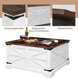 oneinmil Modern Farmhouse Coffee Table, Square Wood Center Table with Large Storage Space, Metal Corners, Z Shape, White oneinmil