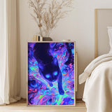 Diamond Art Kits for Adults, 5D Black Cat Diamond Painting Kits for Beginner, DIY Black Cat Gem Art Dots for Adults, Perfect for Home Wall Decor 12x16 Inch GEEHEIY