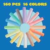 160 PCS Sidewalk Chalks Set Non-Toxic Washable Jumbo Chalk for Outdoor Art Play, Painting on Chalkboard, Blackboard and Playground JOYIN
