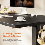 Sweetcrispy Electric Adjustable Height Standing Desk - 55 x 24 inch Sit to Stand Up Desk with Splice Board, Rising Home Office Computer Table with 2 Hook and Wire Hole for Work Sweetcrispy