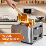 2 Pieces Natural Bamboo Toast Tongs, toast tongs, bamboo tongs,10.2 Inches Long Tongs with Anti-slip Design,for Toaster,Fruits, Bread & Pickles, Kitchen Utensil, Salad, Pasta, Grilling, BBQ Jowmoy