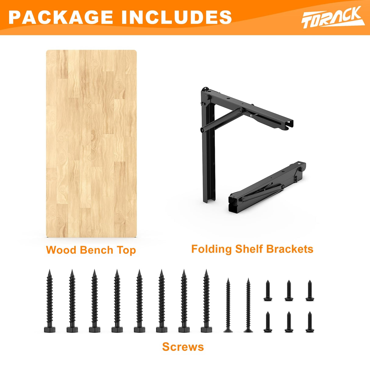 TORACK Heavy Duty Wall Mounted Folding Workbench, Space-Saving Collapsible Wall Table/Desk for Garage Workshop Home, Holds Up to 550lbs(Board Size: 47.25 x 27.75inch) TORACK