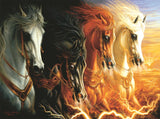 SUNSOUT INC - Four Horses of The Apocalypse - 1000 pc Jigsaw Puzzle by Artist: Lindskog-Osorio - Finished Size 20" x 27" - MPN# 68423 SunsOut