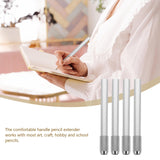 TEHAUX 5pcs Pencil Extenders, 4inch Stainless Steel Lengthener with Adjustable Charcoal Stand for Pencils (Silver) TEHAUX