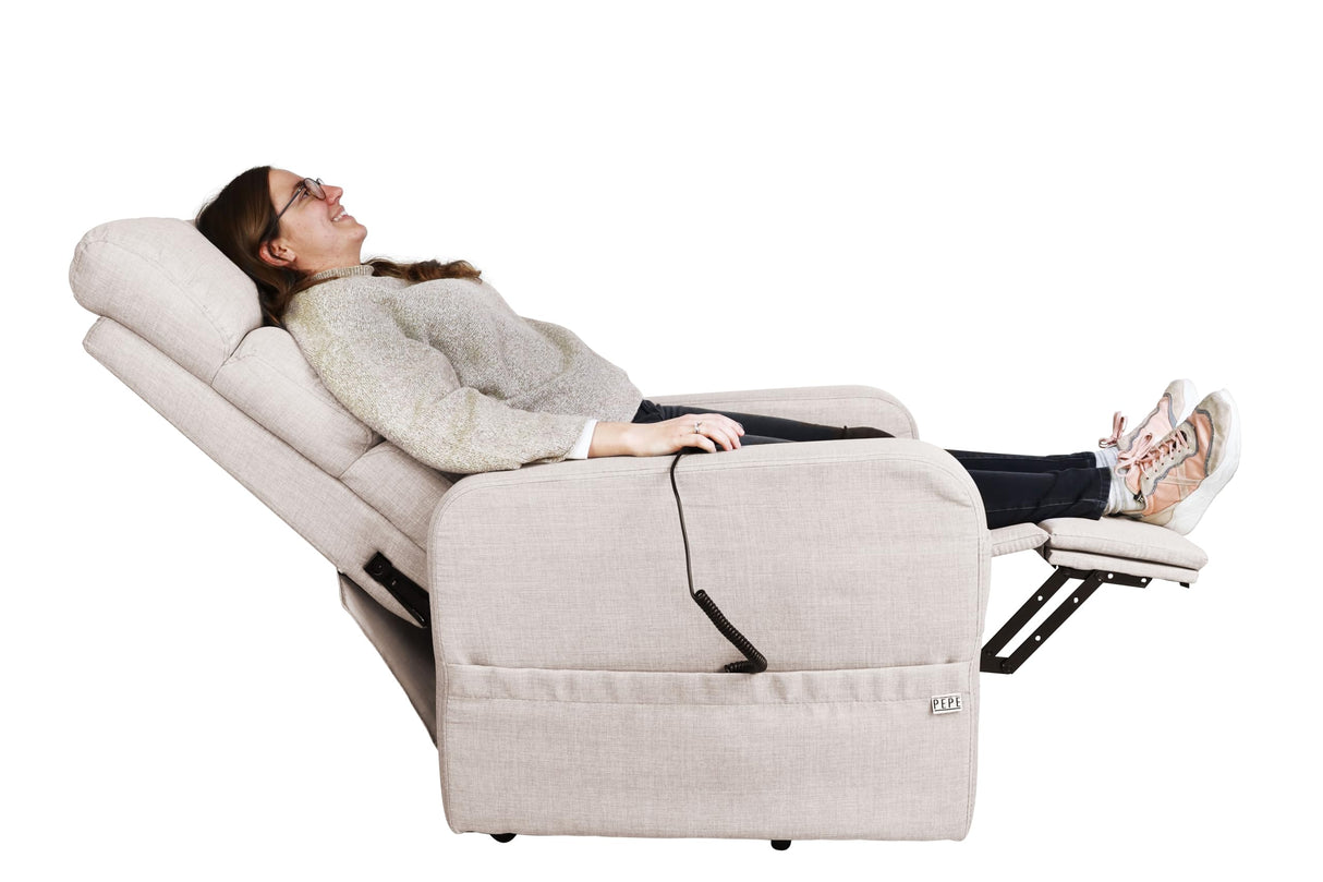 PEPE Mobility - Power Lift Recliner Chair for Elderly (Linen Fabric) with Remote Control, Beige PEPE Mobility