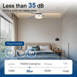FINXIN Indoor Ceiling Fan Light Fixtures Remote LED 48 Brushed Nickel Ceiling Fans for Bedroom,Living Room,Dining Room Including Motor,Remote Switch (48" 4-Blades) FINXIN