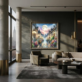 5D Diamond Art Kits for Adults Beginners,Romance Street DIY Full Round Drill Diamond Painting Kits,Night Moonlight Paint by Diamonds Dots Gem Art Easy,Home Wall Decor 14X14 Inch Acelii