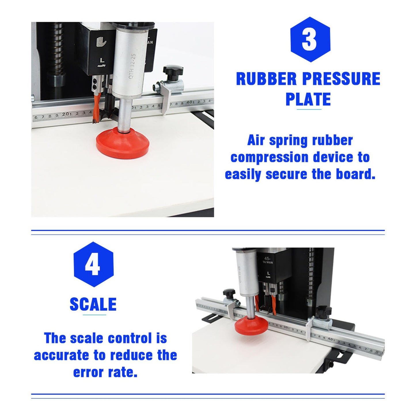 BREVELTION 110V Pneumatic Hinge Boring Insertion Machine Single Head Portable Electric Hinge Drill for Drilling Processing of Cabinets Wardrobes 45-9.5 Combined Drill 1.1KW - WoodArtSupply