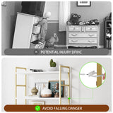 Shintenchi 5 Tiers Bookshelf, Classically Tall Bookcase Shelf,Industrial Book Rack,Modern Book Holder in Bedroom/Living Room/Home/Office, Storage Rack Shelves for Books/Movies,Gold Shintenchi